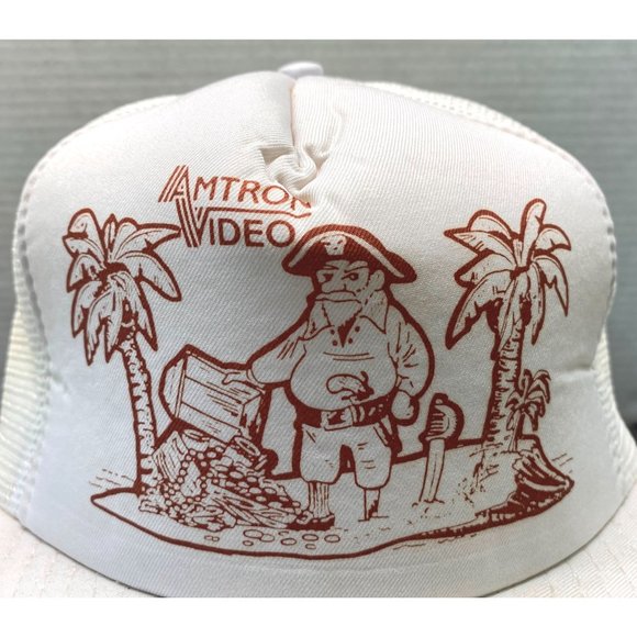 Amtron Video Hat White Trucker Mesh Cap Pirate Treasure Island - Picture 2 of 9